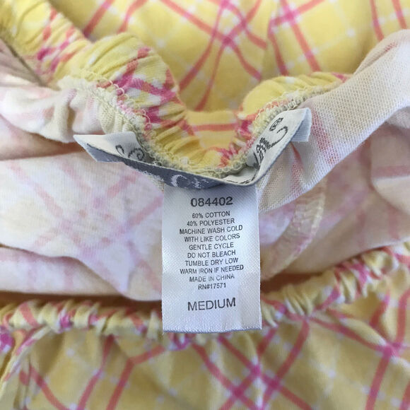 Character Pants Medium Lounge Wide Leg Capri Elastic Waist Yellow Pink White - Picture 6 of 6